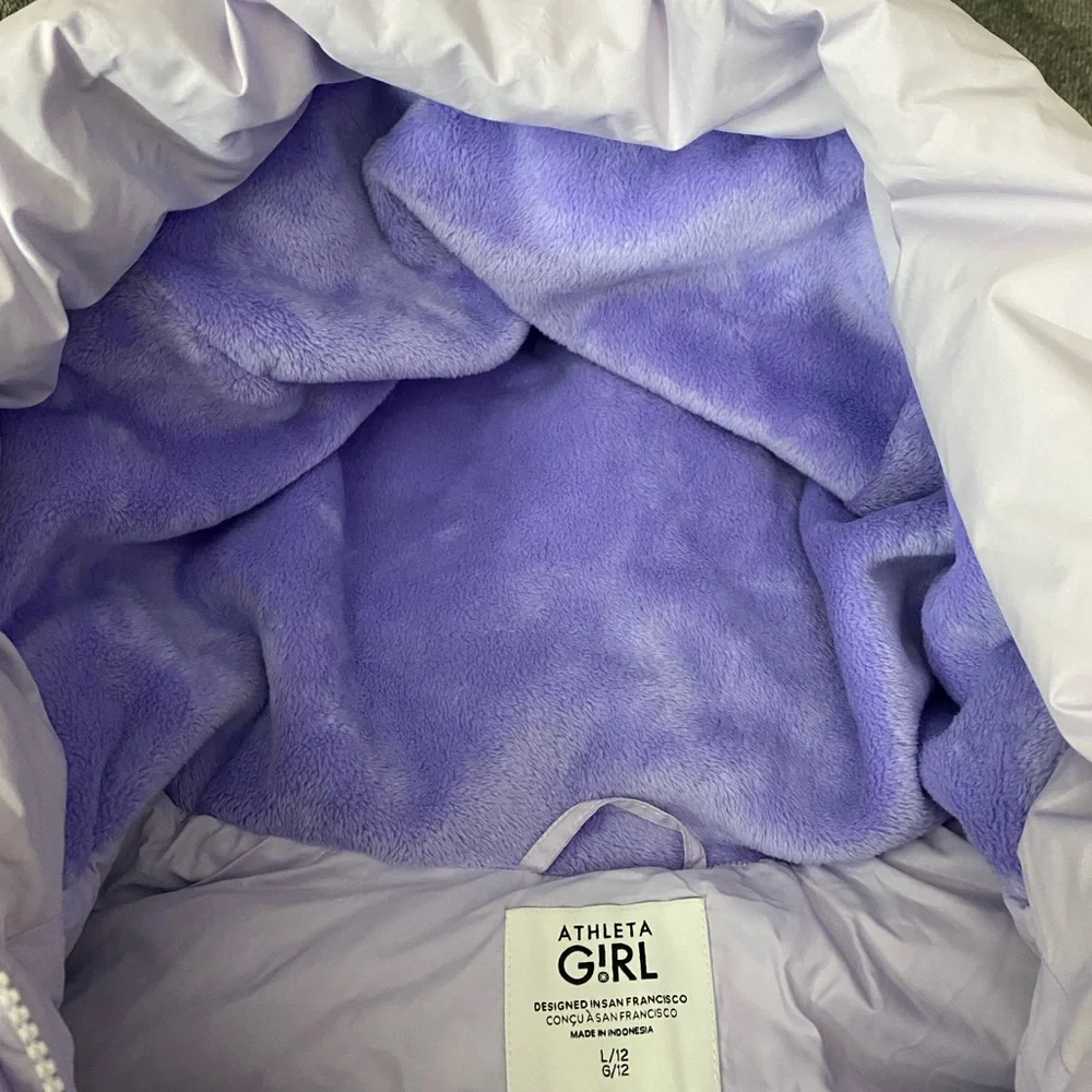 Athleta Girl Cloud Nine Purple Puffer Vest size L/12 Purple